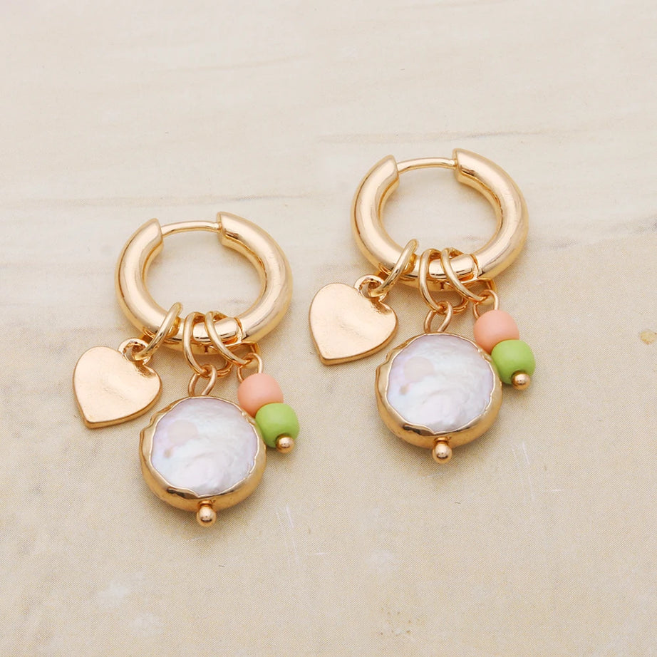 Pendant Earrings For Woman Boho Natural Stone Clover Malachite Powder Crystal Bohemia Charm Ear Luxury Quality Jewelry Girls - Charlie Dolly