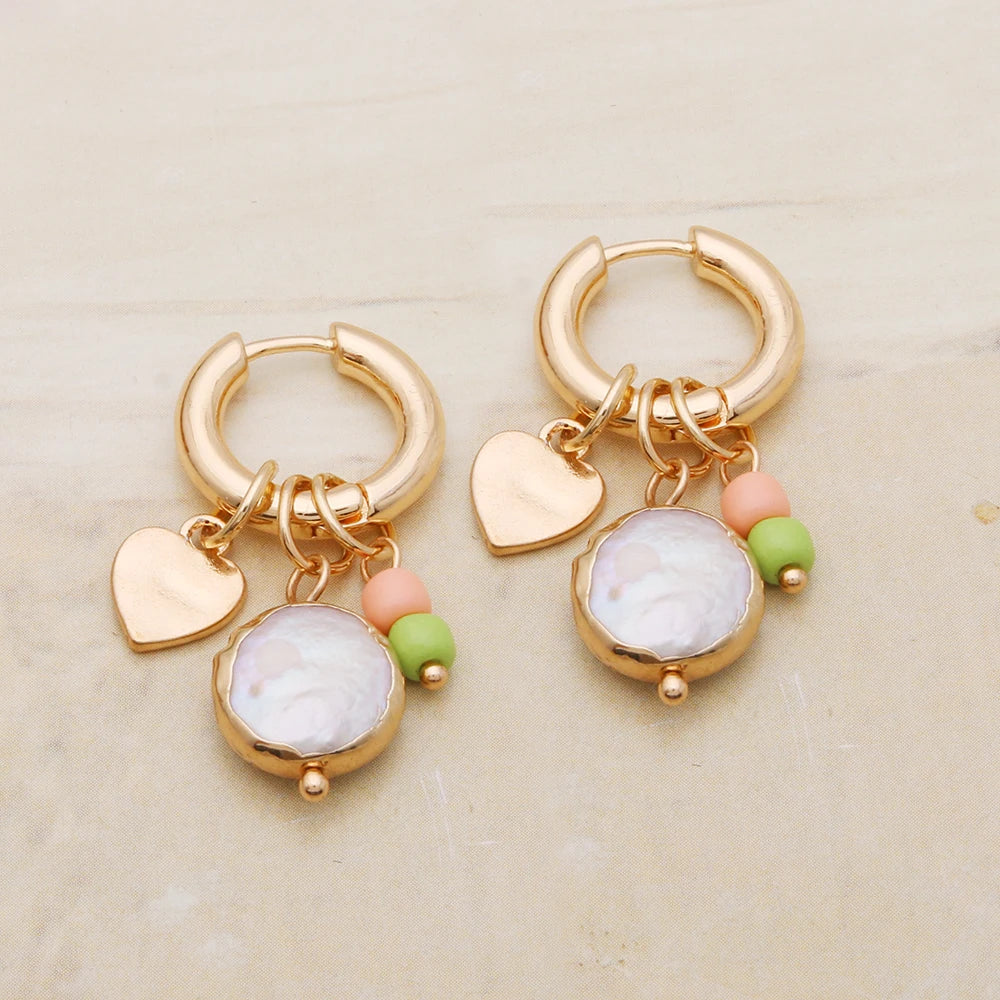 Pendant Earrings For Woman Boho Natural Stone Clover Malachite Powder Crystal Bohemia Charm Ear Luxury Quality Jewelry Girls