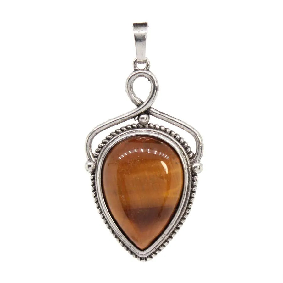 Women's Natural Crystal Stone Water Drop Pendants For DIY Necklace Amethyst Rose Quartz Lapis Lazuli Boho Men Jewelry Making