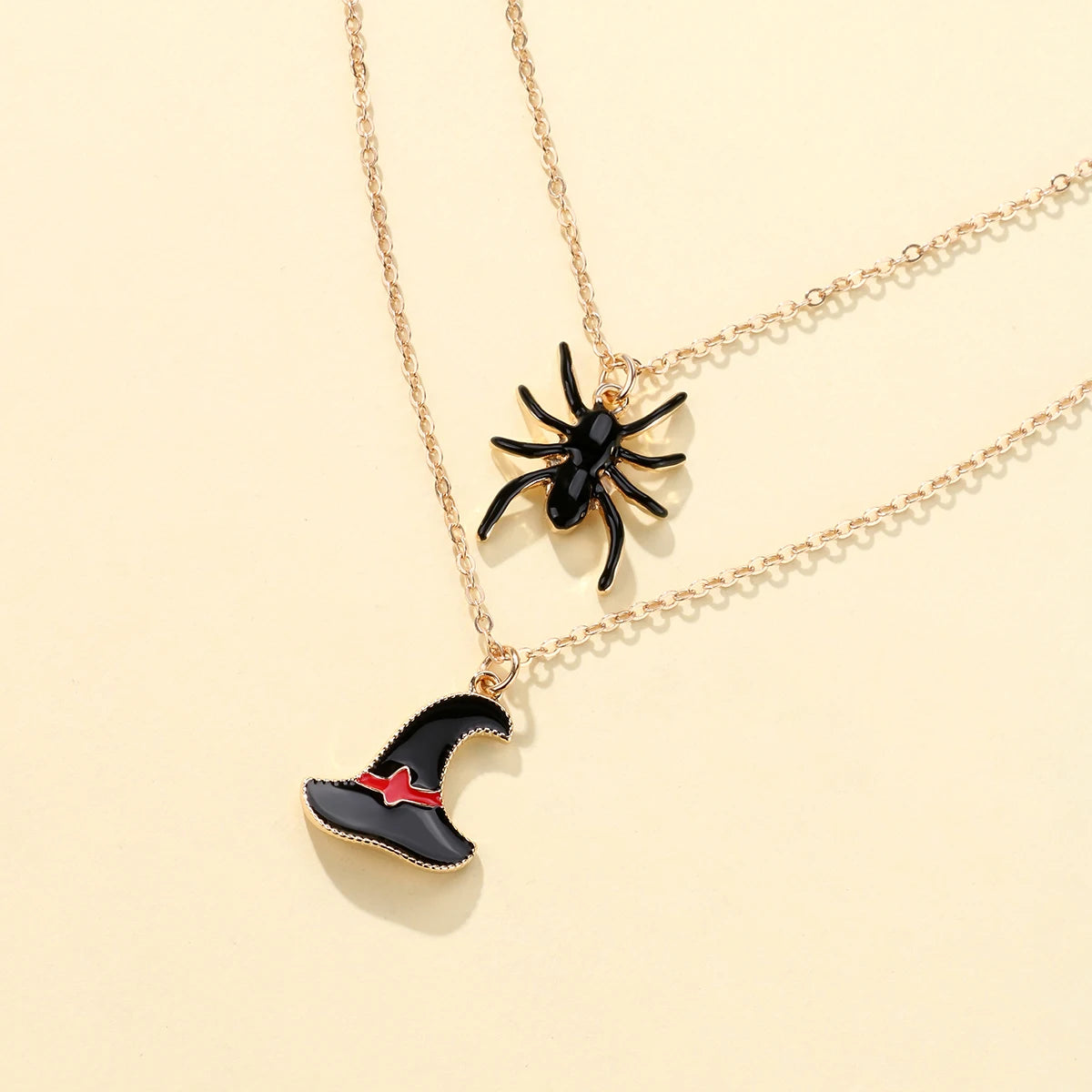 Halloween Children's Necklace Hat Pumpkin Bat Alloy Oil Drop Good Friends Versatile Collar Chain Set First Jewelry - Charlie Dolly
