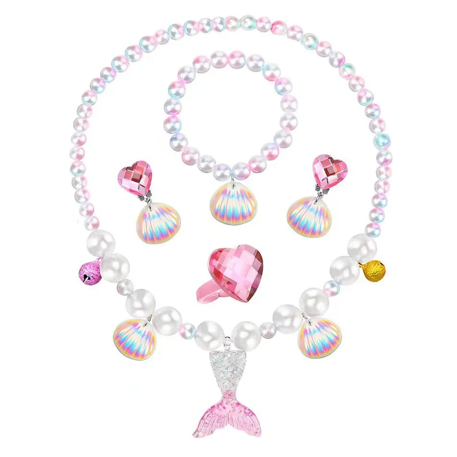 Mermaid Fish Tail Shell Bracelet and Earring Set for Girls