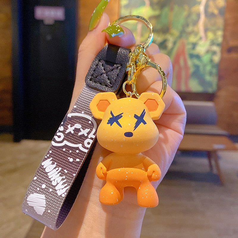 Cute Resin Keychain Charm Tie The Bear Pendant For Women Bag Car KeyRing Mobile Phone Fine Jewelry Accessories Kids Girl Gift - Charlie Dolly