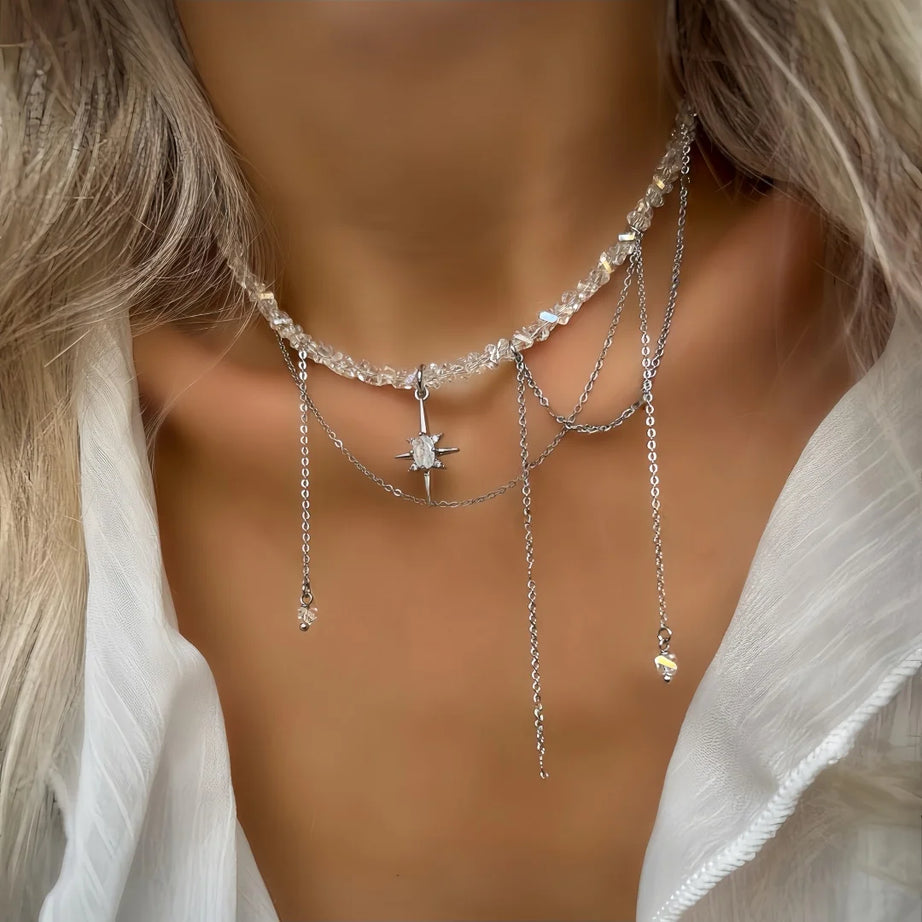 Transparent Crystal Zircon Heart Necklace Jewelry