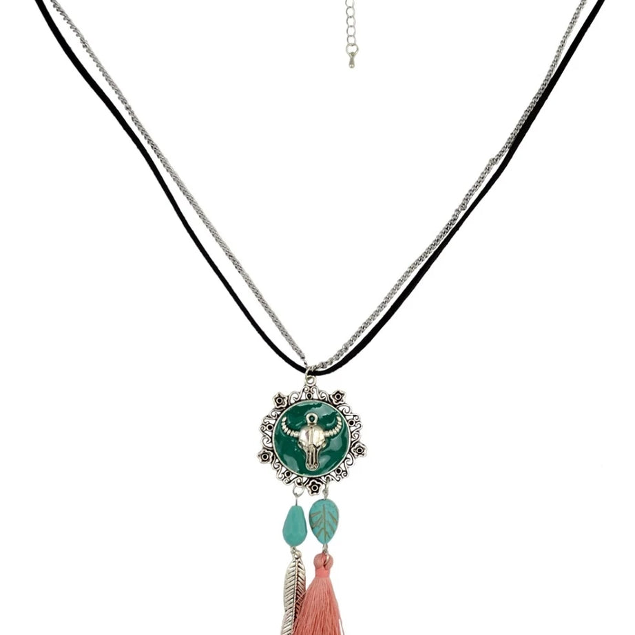 Turkish Coin Stone Tassel Bib Choker Necklace Jewelry