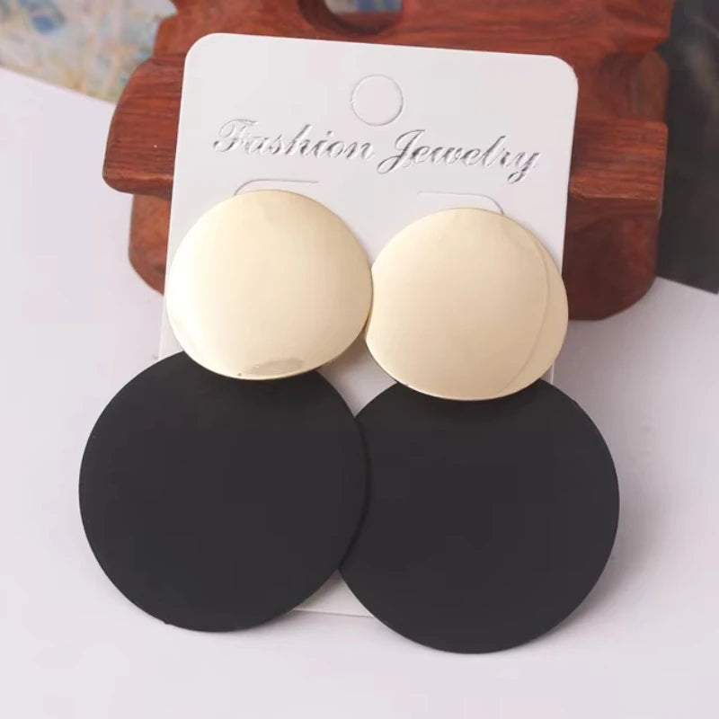 Boho Black Dangle Earrings for Women Long Hanging Earrings Leaf Pendants Pearl Crystal Geometric Earrings pendientes mujer