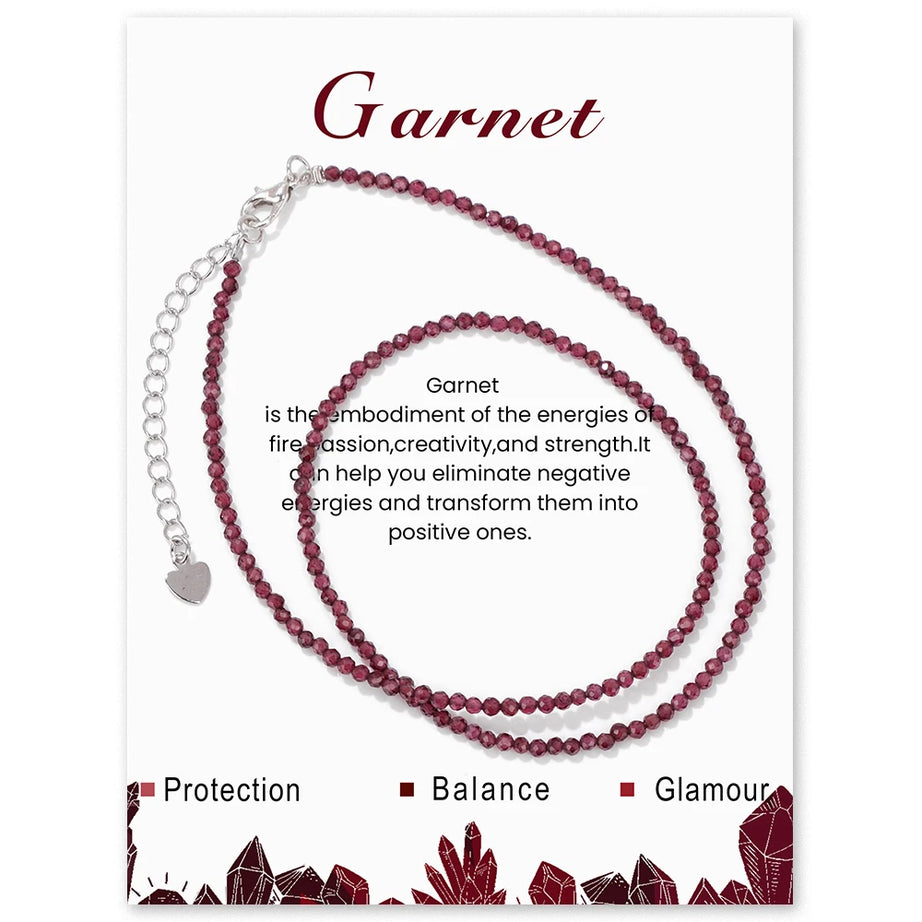 2mm Gemstone Beaded Boho Necklace
