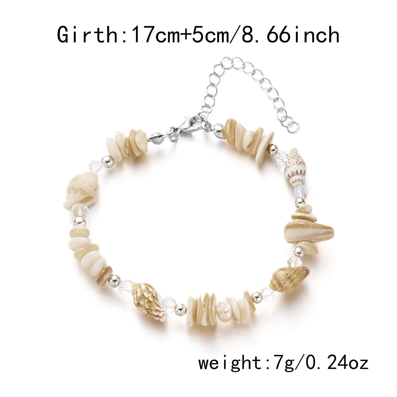 Natural Shell Chip and Conch Boho Bracelet