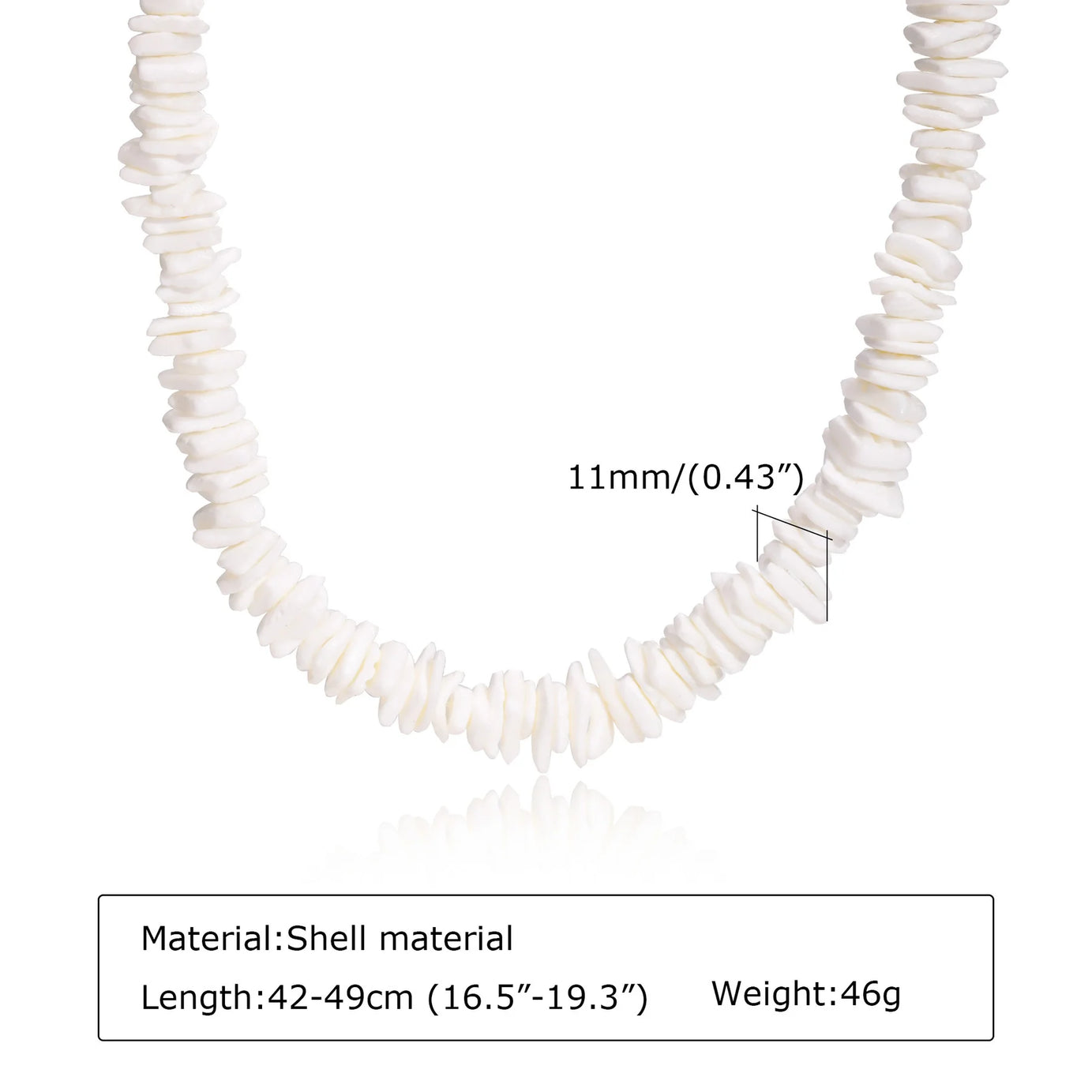 Hawaiian White Puka Shell Chain Choker Necklace