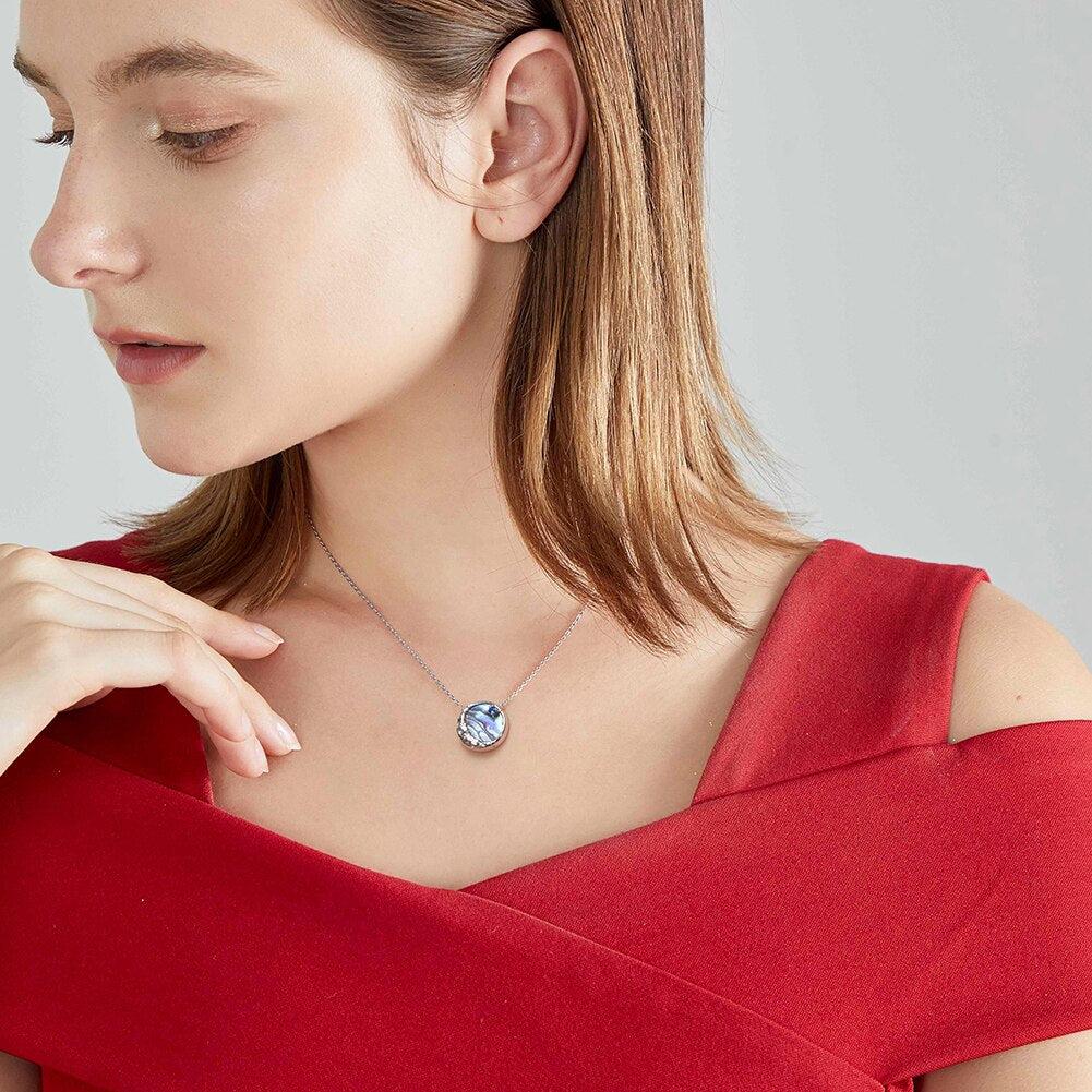 ORSA JEWELS 925 Sterling Silver Natural Abalone Shell Pendant with Unique AAAA Cubic Zirconia Necklace Jewelry for Women SN308 - Charlie Dolly