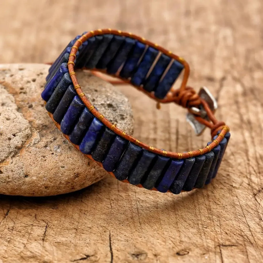 Amazonite Natural Stone Leather Wrap Bracelet