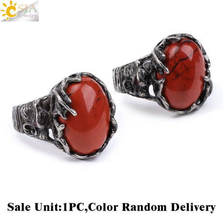 CSJA Vintage Silver Rings Natural Stone Amethyst Ring for Women Adjustable Design Handmade Fashion Jewelry Boho Accessories H765 - Charlie Dolly