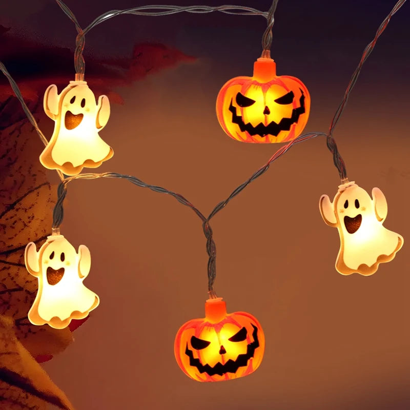 1.5m 10LED Halloween Pumpkin Ghost String Light Happy Halloween Party Decoration For Home 2024 Scary Horror House Party Supplies - Charlie Dolly