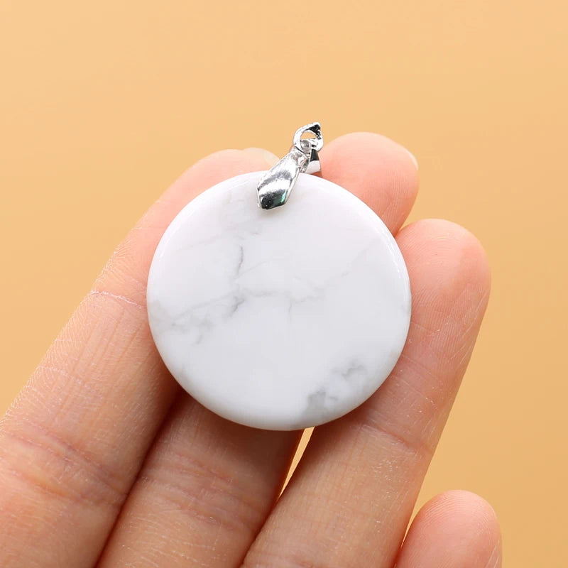 Natural Stone Agates Pendants Big Round Lapis lazuli Tiger Eye Charmsfor Jewelry Making Diy earring necklace accessories