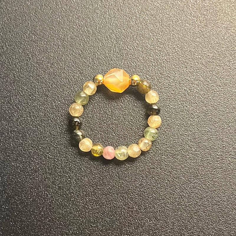 Boho Natural Stone Ring For Wedding Multi Color Handmade Stretchy Jewelry With Stainless Steel Fashion Beaded Rings