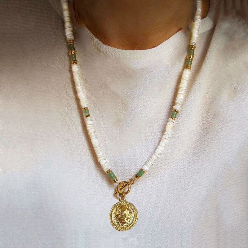 Retro Classic Natural Shell Blue Turquoise Mix and Match Necklace 2022 Summer Trendy Simple Beach Travel Vacation Neck Accessory - Charlie Dolly