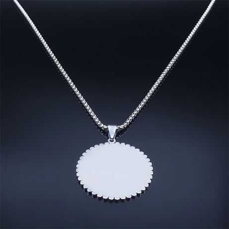 Om Lotus Mandala Yoga Necklace, Stainless Steel Buddhist Amulet
