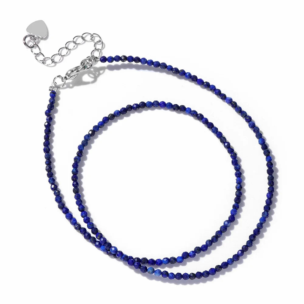 2mm Natural Stone Beads Necklace Handmade Mini lapis lazuli Amethysts Turquoises Beaded Necklaces for Women Boho Jewelry Gift