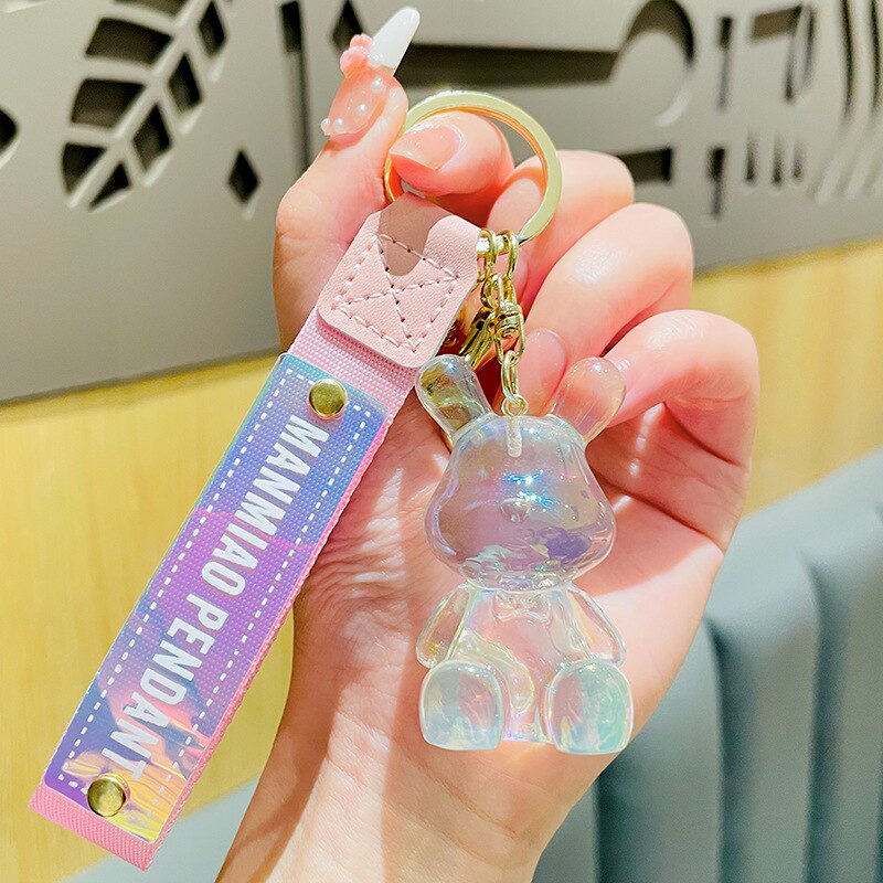 Cute Crystal Keychain Charm Tie The Bear Pendant For Women Bag Car KeyRing Mobile Phone Fine Jewelry Accessories Kids Girl Gift - Charlie Dolly