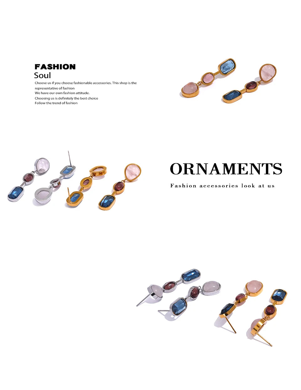 Yhpup 316l Stainless Steel Natural Stone Geometric Drop Dangle Earrings for Women PVD 18k Plated High Quality Fashion Jewelry