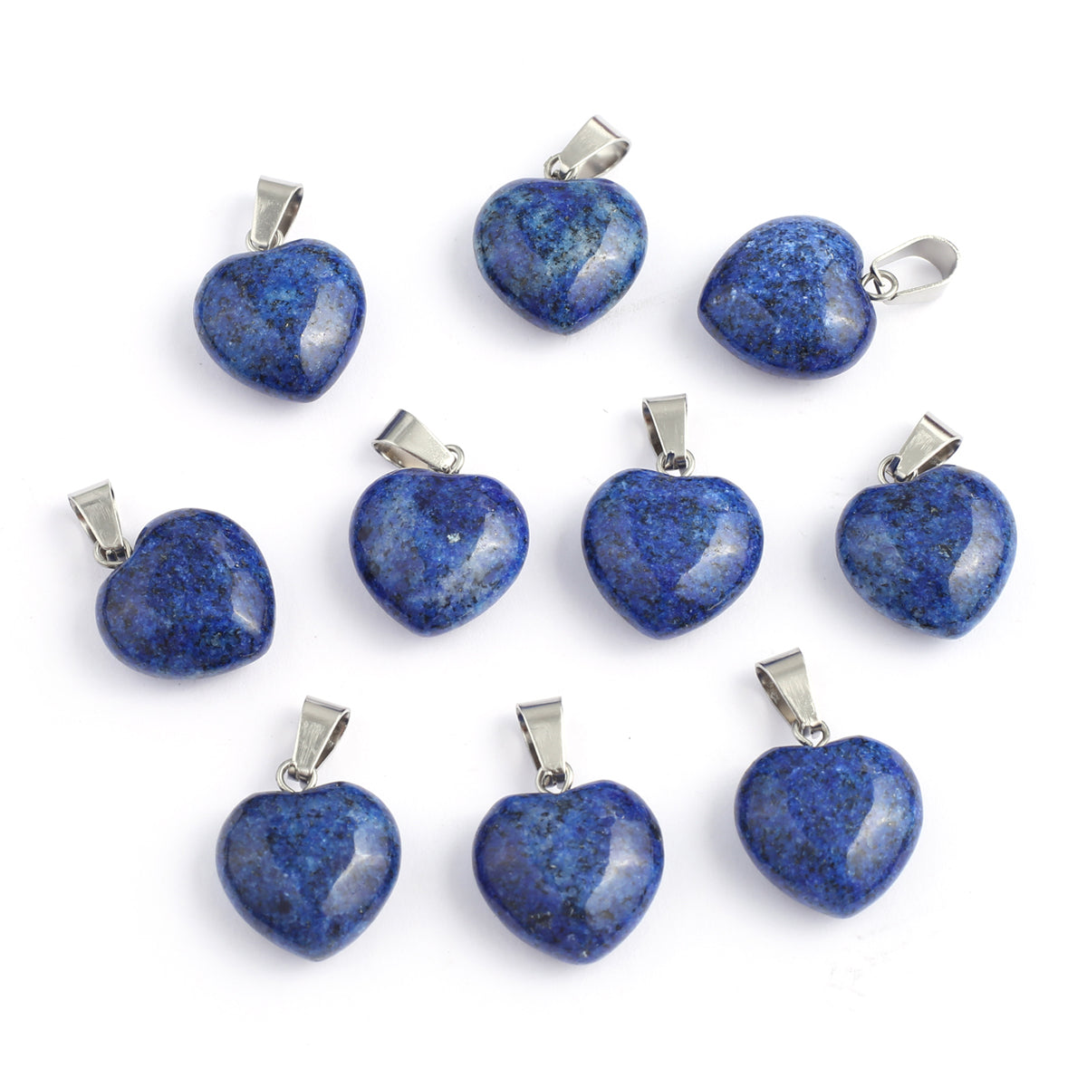 4Pcs Small Pendant Natural Stone Heart-Shaped Lapis lazuli Pendat For Jewelry Making DIY Necklace Earrings Accessory