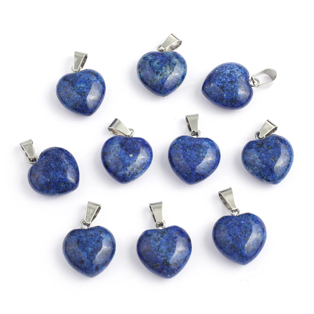 4Pcs Small Pendant Natural Stone Heart-Shaped Lapis lazuli Pendat For Jewelry Making DIY Necklace Earrings Accessory
