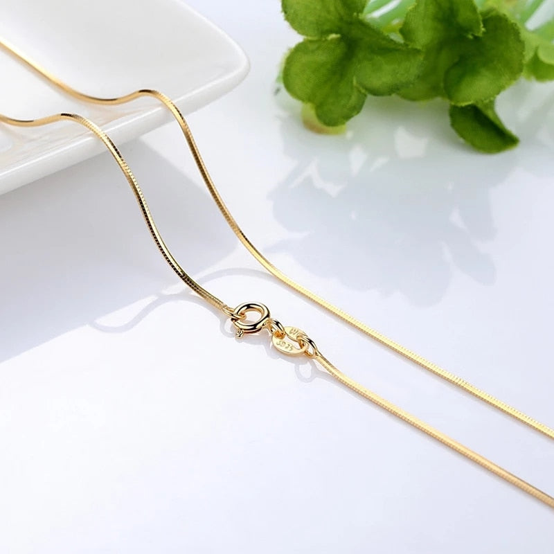 Genuine 14k Gold Color Necklace For Women Water Wave Chain Snake Bone/starry/Cross Chain 18 inches Necklace Pendant Fine Jewelry - Charlie Dolly