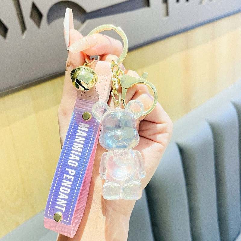 Cute Crystal Keychain Charm Tie The Bear Pendant For Women Bag Car KeyRing Mobile Phone Fine Jewelry Accessories Kids Girl Gift - Charlie Dolly