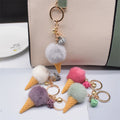 1pc Fashion Cute Mini Ice Cream Key Ring With Tassel Student Fluffy Pom Pom Velvet Plush Keychain For Girls Bag Decoration Gift - Charlie Dolly