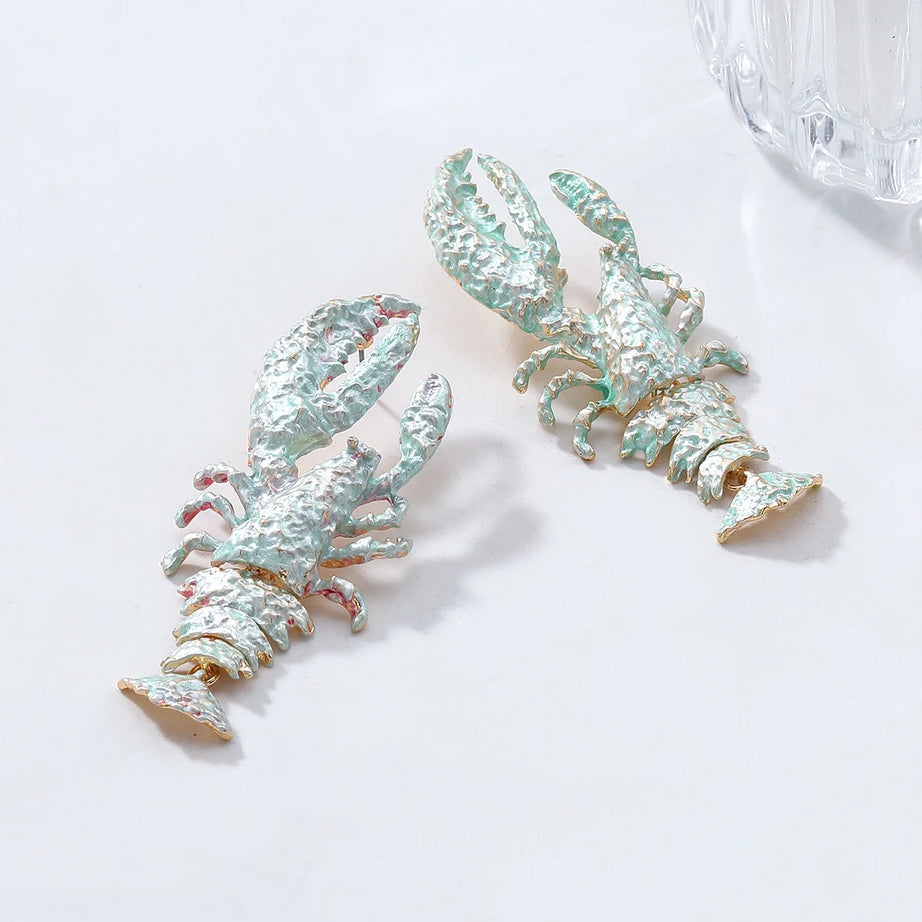 Enamel Lobster Ocean Drop Earrings Jewelry