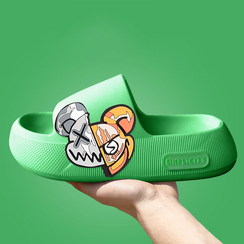 Mo Dou 2023 New Summer Slippers Cute Dog Sticker Thick Sole Soft Women Sandals Bathroom Beach Indoor Outdoor Men Slides Cool - Charlie Dolly