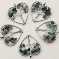 7 Chakra Natural Stone Tree of Life Pendant Necklace Handmade Heart Quartz Crystal Pendant DIY Accessories 10Pcs Wholesale - Charlie Dolly