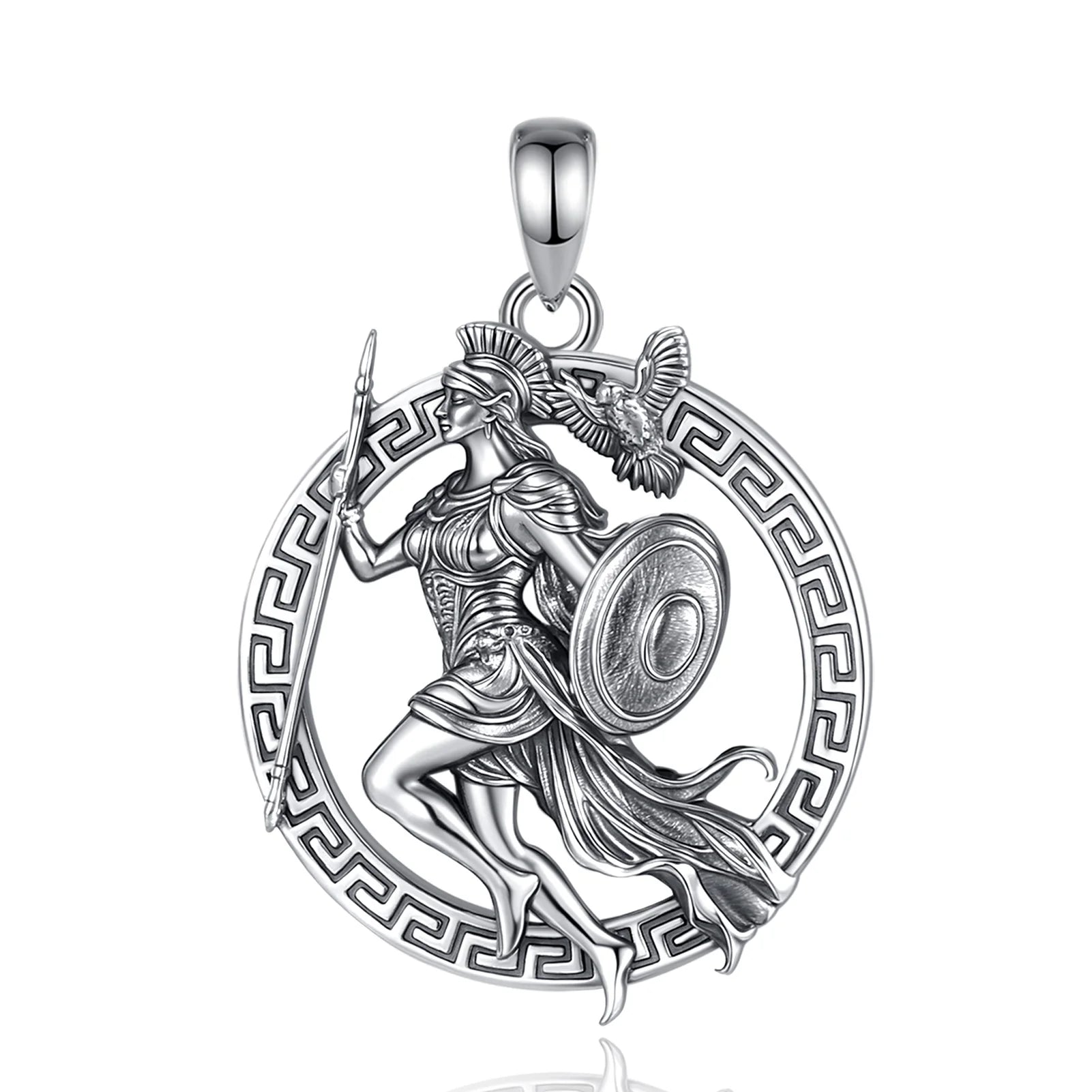 AEONSLOVE 925 Sterling Silver Athena Greek Goddess of War Pendant Vintage Owl Necklace Amulet Mythology Jewelry for Men Women