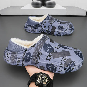 Men's Waterproof Slippers Winter 2024 New Anti Slip Indoor Plush Warm Cotton Shoes Fashionable and Comfortable Casual Shoes Soft - Charlie Dolly