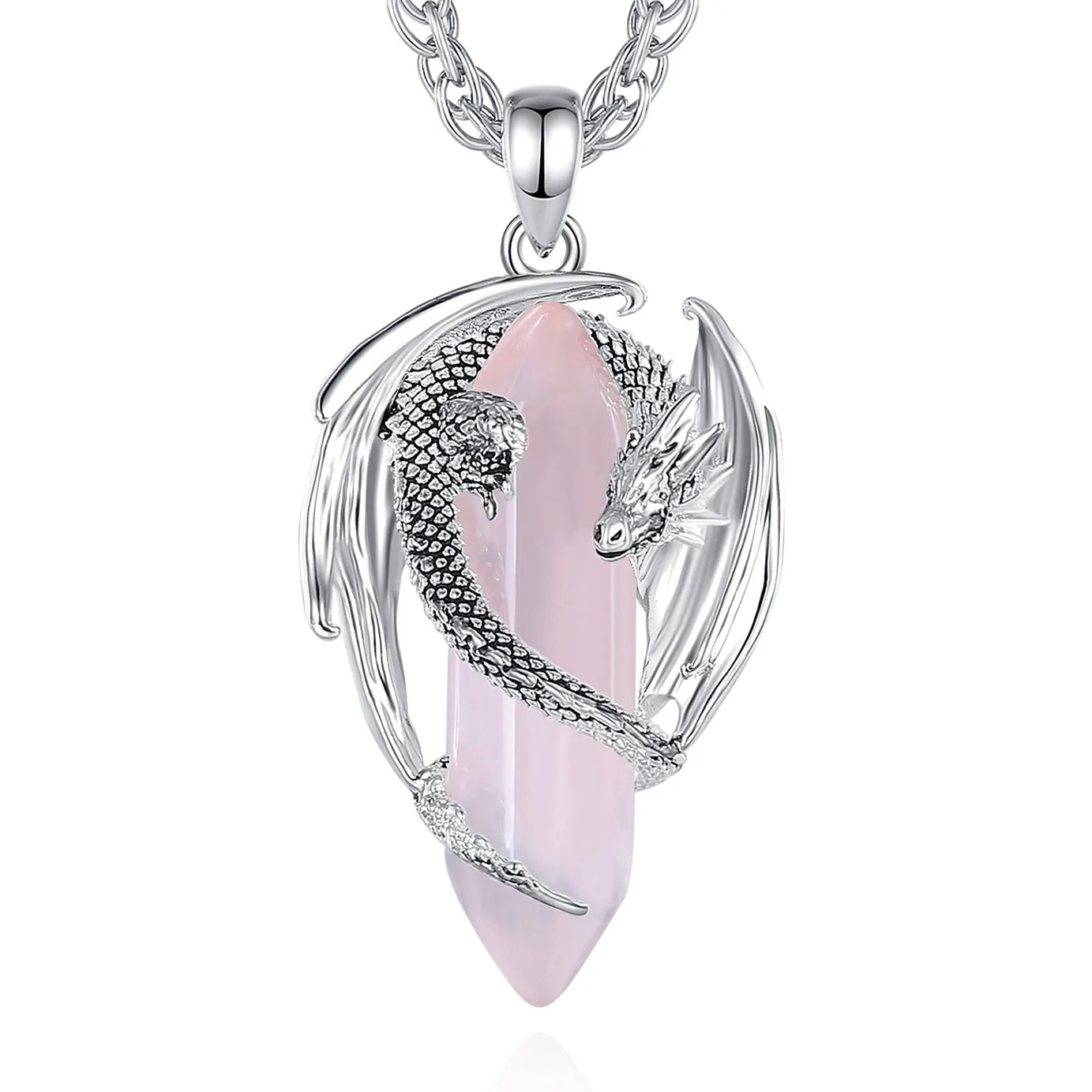 Dragon Natural Stone Hexagonal Prism Necklace