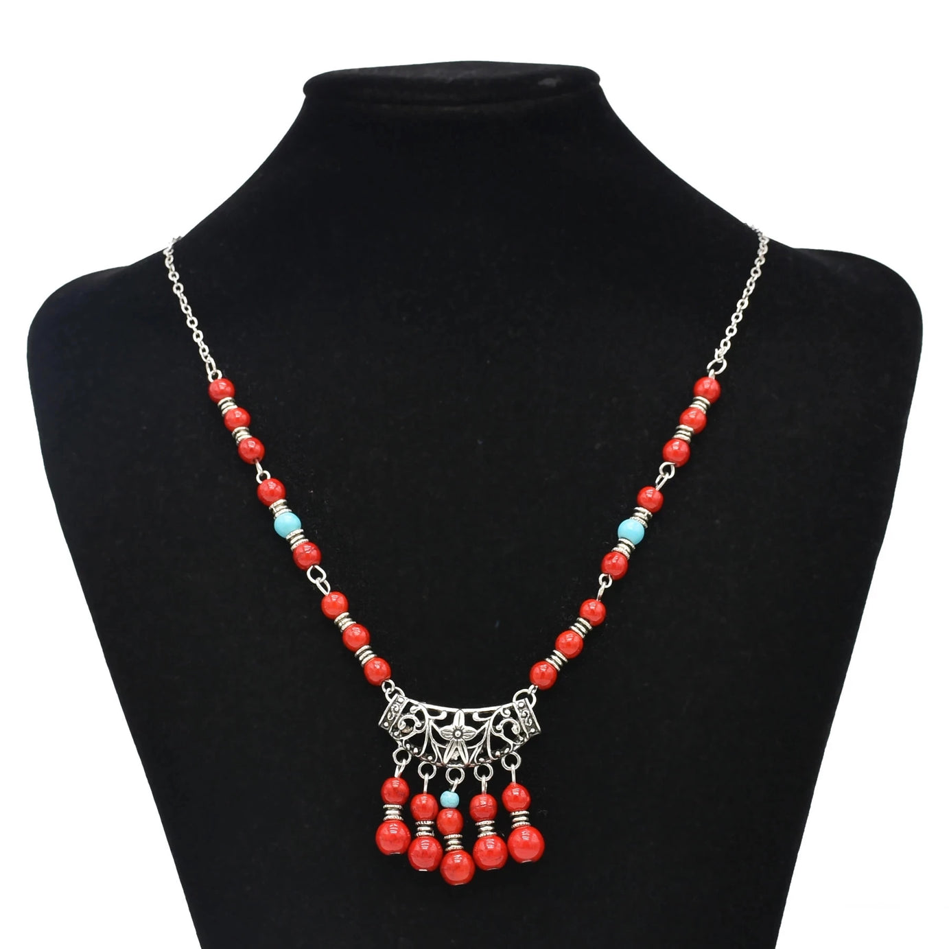 Turkish Coin Stone Tassel Bib Choker Necklace Jewelry