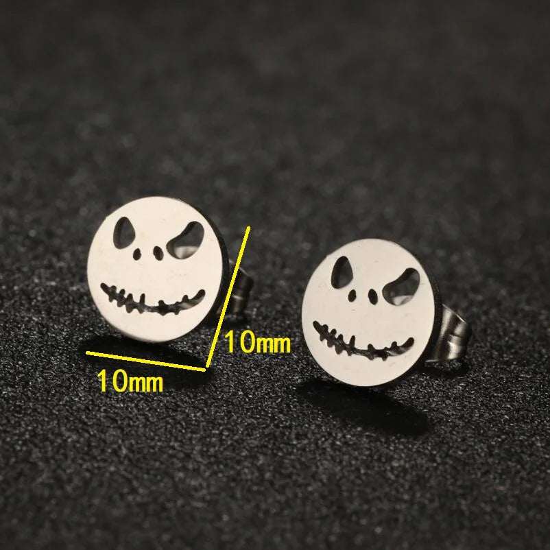Cute Halloween Cartoon Ghost Earrings Stud For Women Stainless Steel Ear Piercing Black Earrings Minimalist Free Shipping - Charlie Dolly
