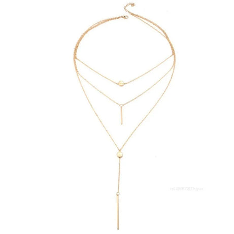 Minimalist Coin Multilayer Chain Necklace Jewelry