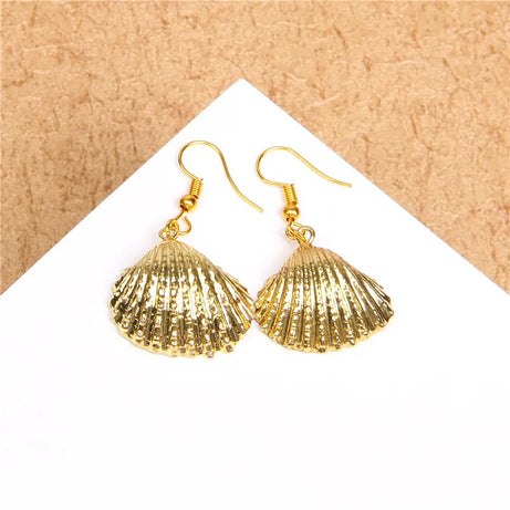 Natural Shell Scallop Drop Earrings Jewelry