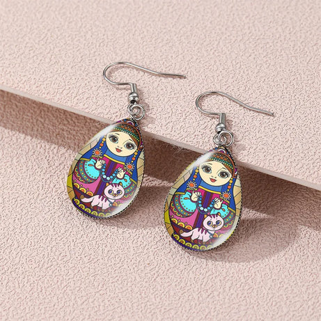 Matryoshka Doll Resin Boho Drop Earrings Jewelry