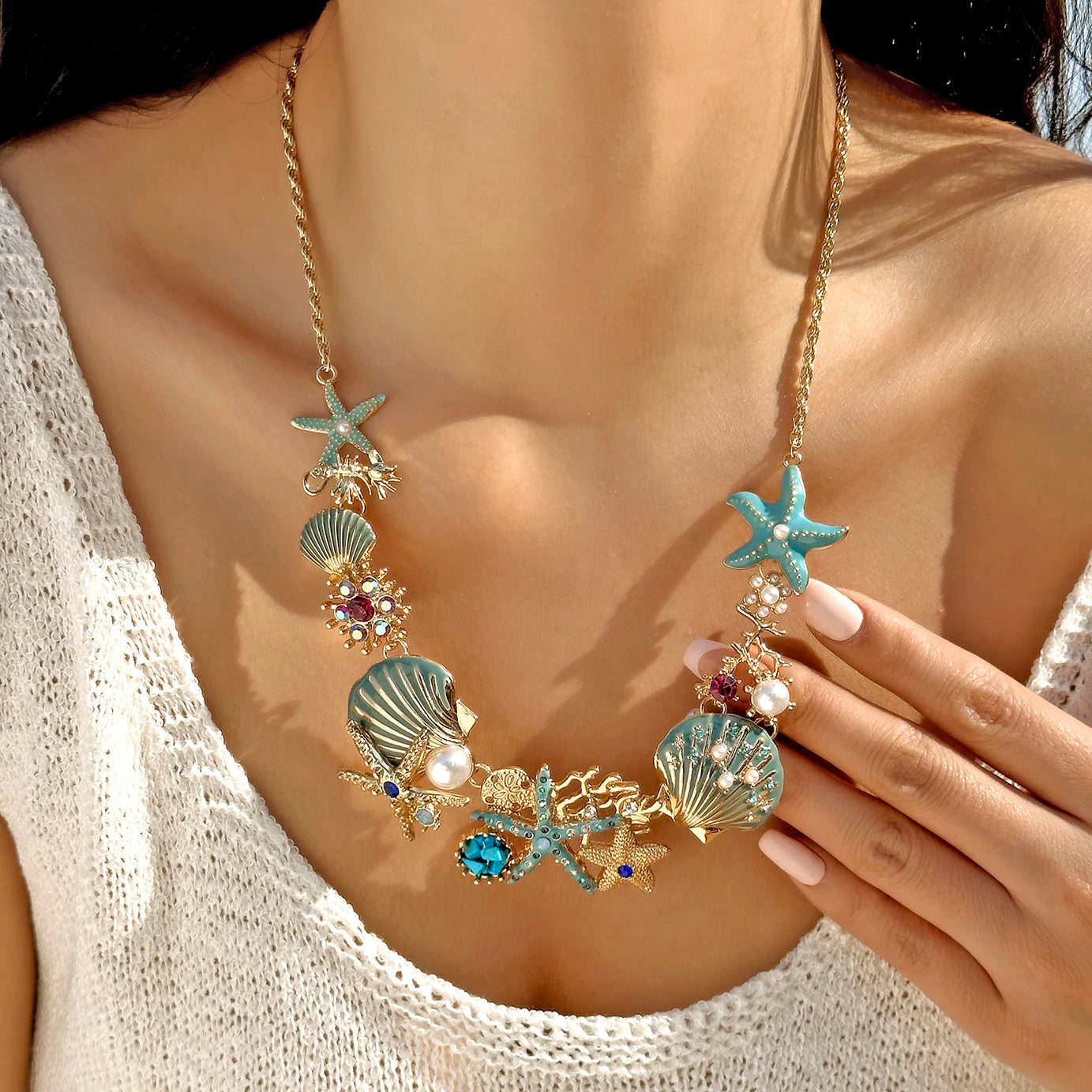 Exaggerated Coral, Starfish and Scallop Ocean Necklace, Bracelet or Earring