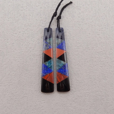 Natural Stone Lapis Lazuli Apatite Obsidian Earring Bead,Fashion Jewelry Intarsia Earrings For Women 50x10x4mm 7g - Charlie Dolly