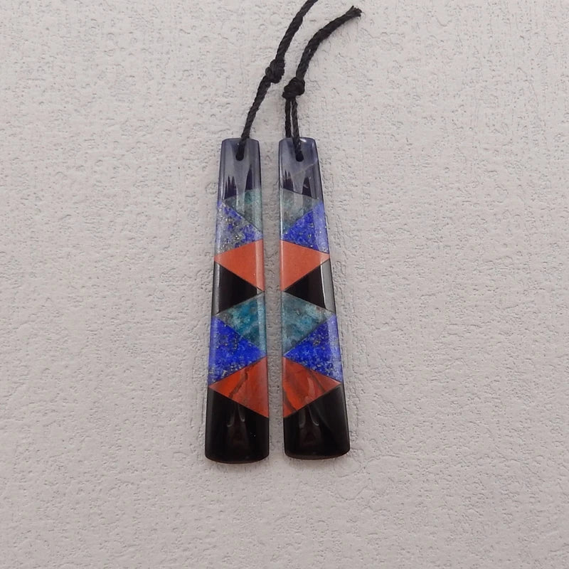Natural Stone Lapis Lazuli Apatite Obsidian Earring Bead,Fashion Jewelry Intarsia Earrings For Women 50x10x4mm 7g