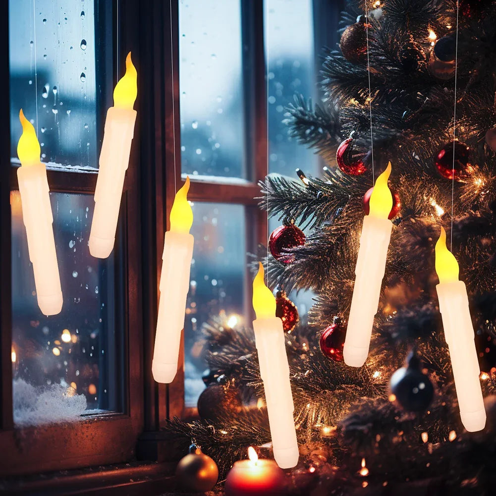 Halloween Decoration Floating LED Candles 12/24Pc Flameless Flicker Candle with Magic Wand Remote Control For Christmas Birthday - Charlie Dolly