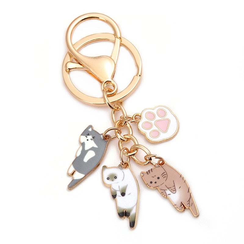Kawaii Cat Keychain Pet Paw Key Ring Animal Footprint Key Chains Souvenir Gifts For Women Men Cay Keys DIY Handmade Jewelry