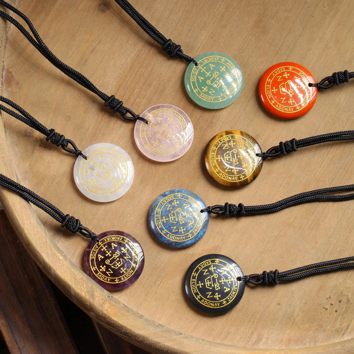 Seven Archangel Natural Crystal Pendant Necklace, Angel Protection Amulet Talisman