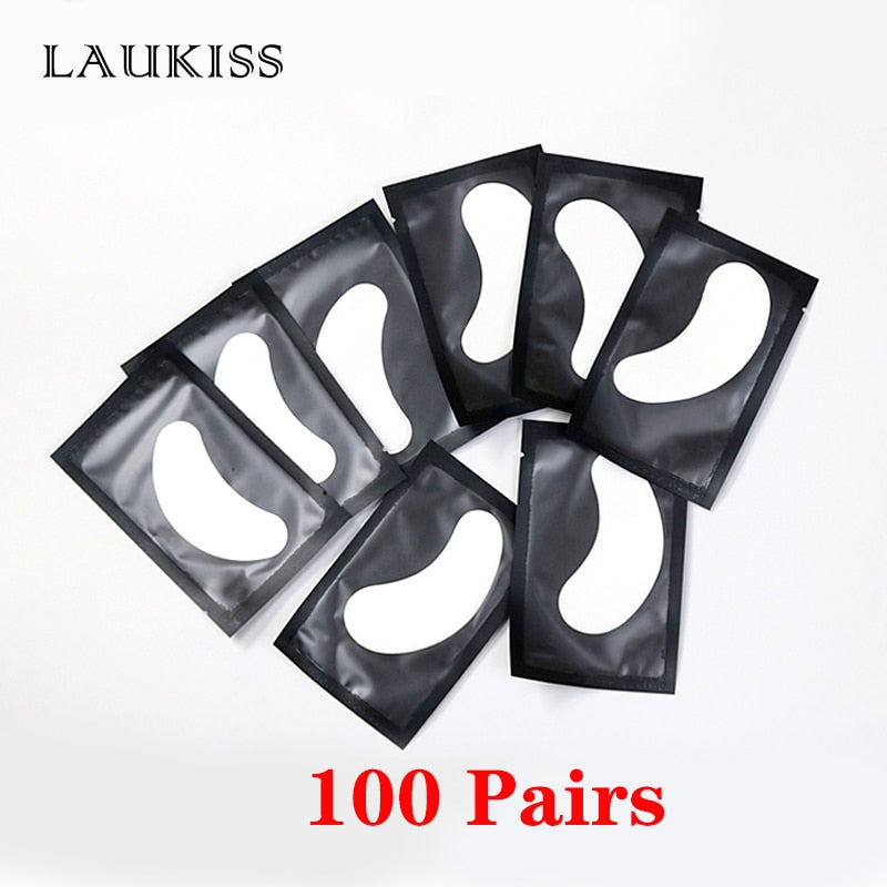 25/50/100Pairs Eye Patches Under Eyelash Pads for Building Hydrogel Paper Patches Pink Lint Free Stickers for False Eyelashes - Charlie Dolly