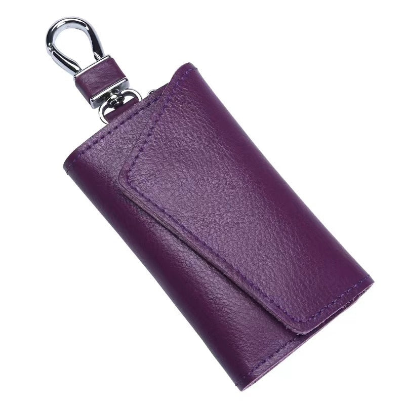 Genuine Leather Keychain Men Women Key Holder Organizer Pouch Cow Split Car Key Wallet Housekeeper Key Case Mini Card Bag - Charlie Dolly