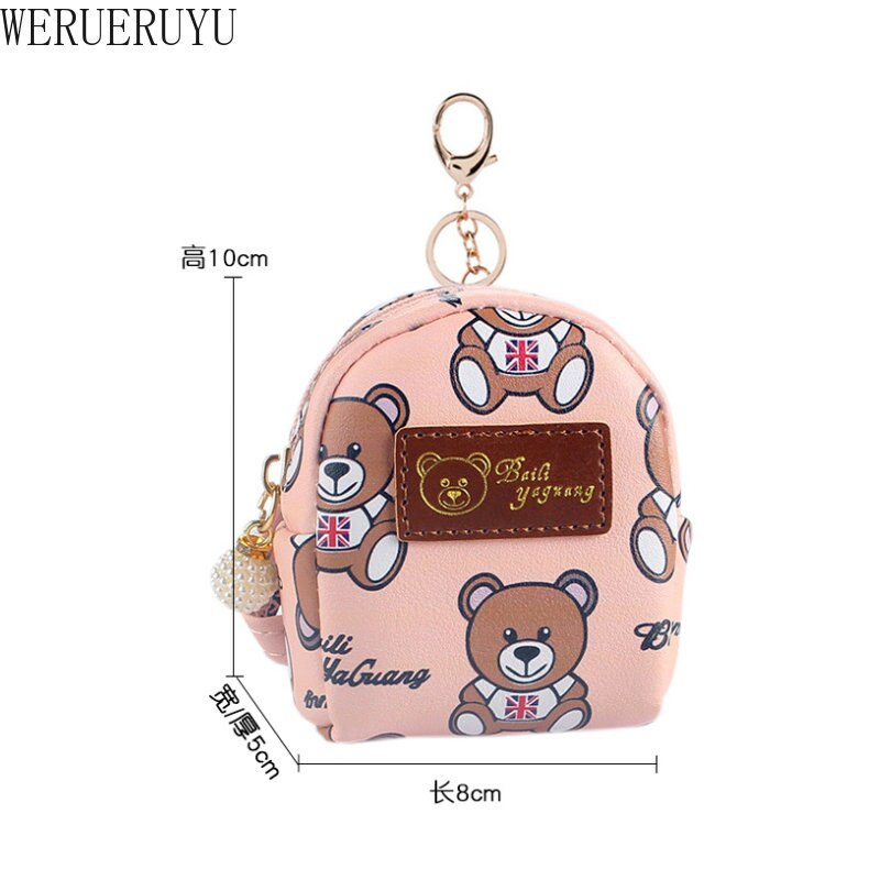 Kawaii Cartoon Bear Coin Purses Wallet for Women Korean Fashion Zipper PU Leather Coin Pouch Cute Small Bag Girl Mini Backpack - Charlie Dolly