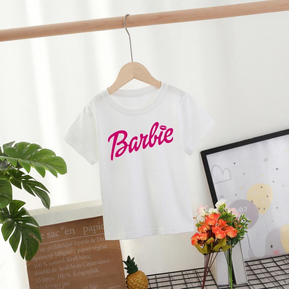Kawaii Barbie Children T-Shirt Anime Cartoon 1-10Years Kids Boys Girls Cotton Short Sleeves Breathable Summer Fashion Tees Tops
