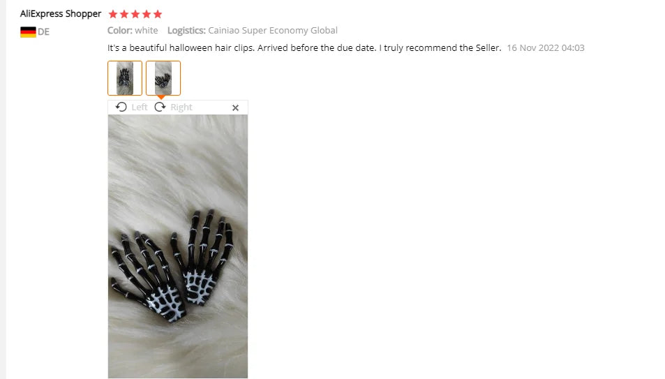 2 Pcs/Set New Skull Hand Bone Hairpin Gripper Ghost Skeleton Hair Clips Hairclips Bone Claw Hair Accessories Mujer Hairclip - Charlie Dolly